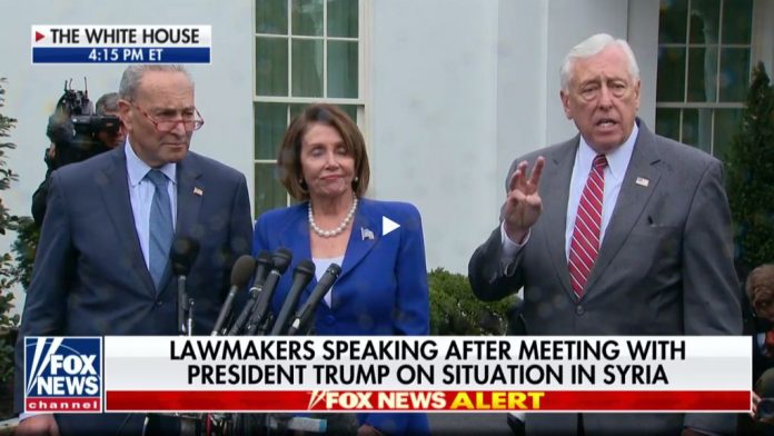 Pelosi, Schumer and Hoyer speaking after Syria meeting walk out.