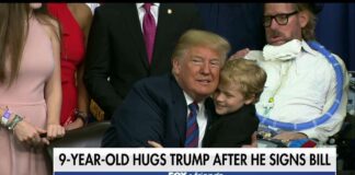 9-Year-Old Boy With Muscular Dystrophy Hugs Trump at Bill Signing