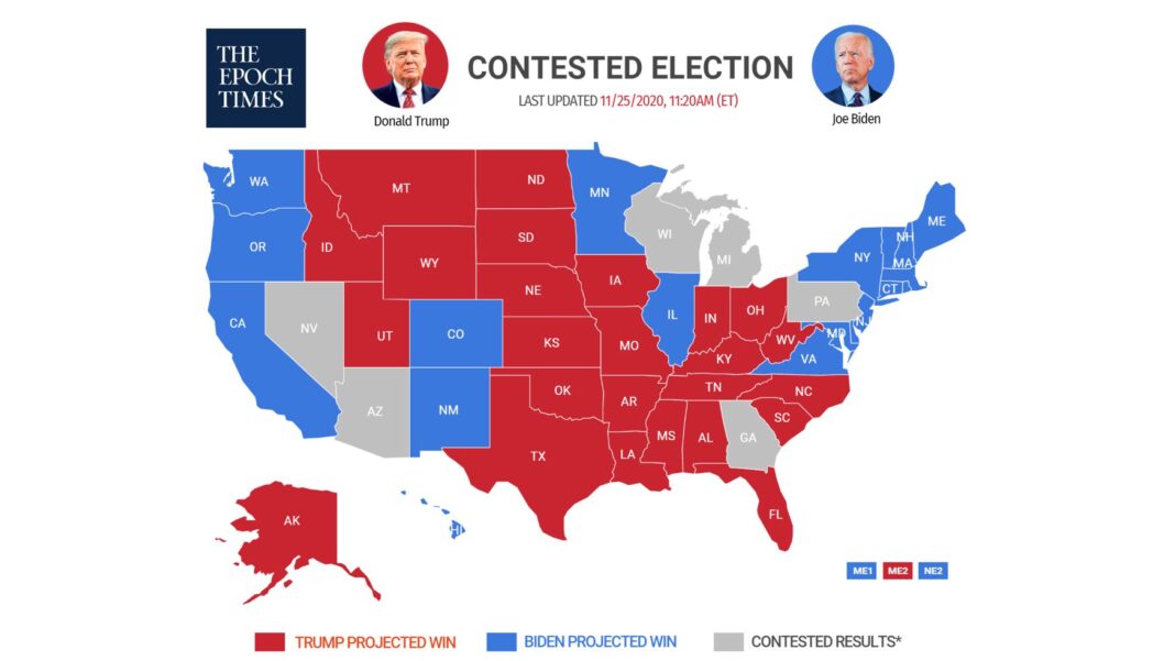 Election Map of Contested Elections by The Epoch Times