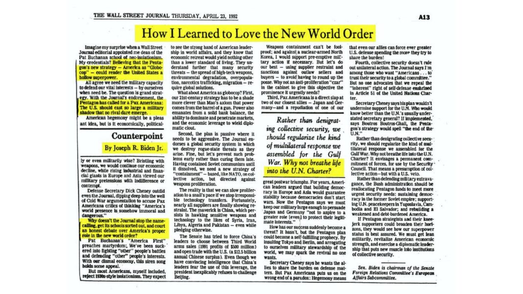 How Biden Learned to Love the New world Order