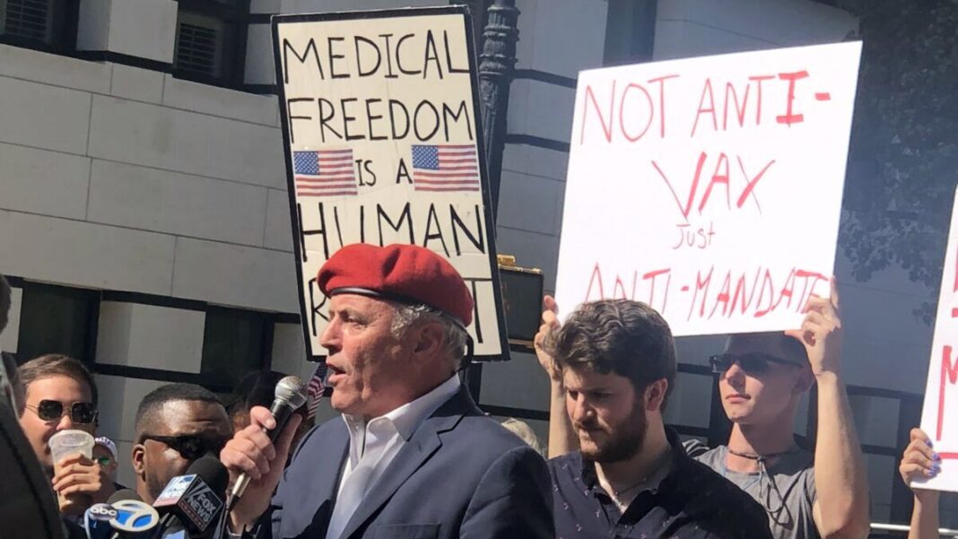 Mayoral candidate Curtis Sliwa giving a speech at a rally