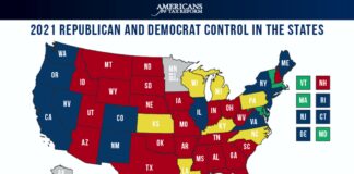 2021 Republican and Democrat Control in the States