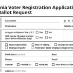 A portion of the newly combined Pennsylvania voter registration application and mail-in ballot