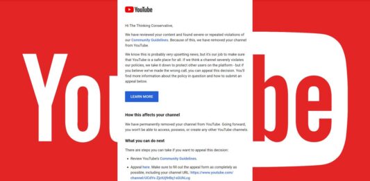 The Thinking Conservative YouTube Channel Suspended