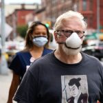 People wearing masks on Brooklyn, NY street in 2020