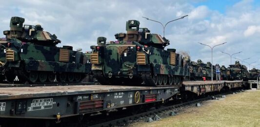 Dozens of Bradley Fighting Vehicles
