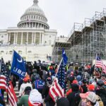 Protesters gather at the police line on the west side of the U.S. Capitol on Jan. 6, 2021.