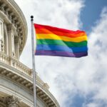 U.S. Capitol with a Pride Flag