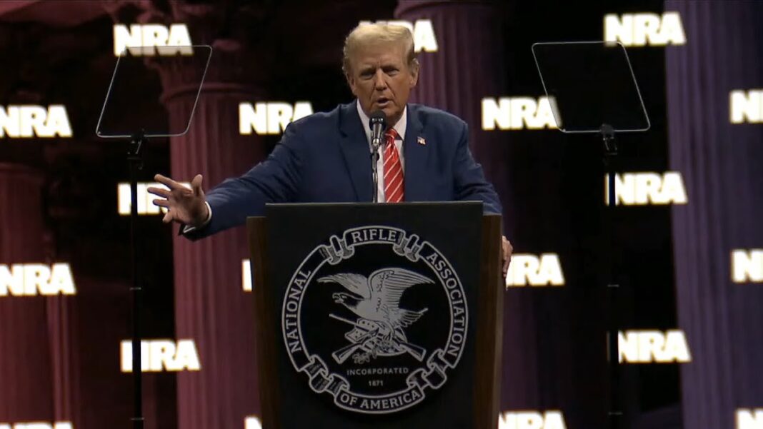 President Donald J. Trump addresses NRA on May 18, 2024 in Dallas, Texas