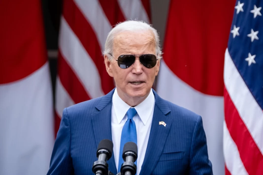 President Joe Biden speaks in Washington, on April 10, 2024.