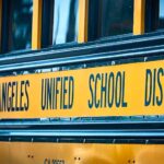 A Los Angeles Unified School District bus in Los Angeles on Sept. 29, 2021.