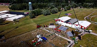 An aerial view of the Butler Farm Show, where Trump was shot.