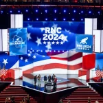 Fiserv Forum complex center one day prior to the Republican National Convention (RNC) in Milwaukee, Wis., on July 14, 2024.