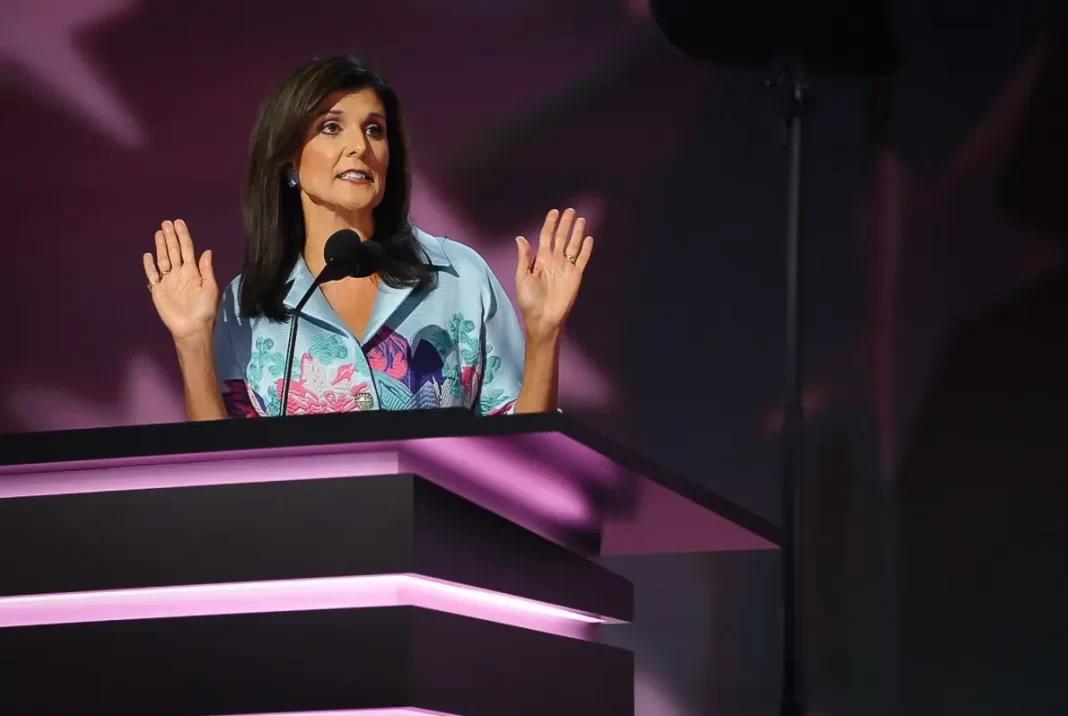 Nikki Haley speaks at the RNC in Milwaukee, Wis., on July 16, 2024.