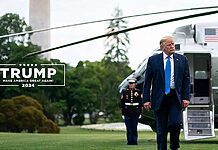 President Donald Trump Leaving Marine One Helicopter