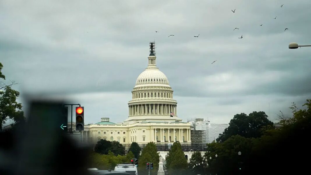 The U.S. Capitol building is seen at sunrise in Washington on July 31, 2023.