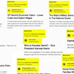 Harris campaign's Google ads rewrite news headlines