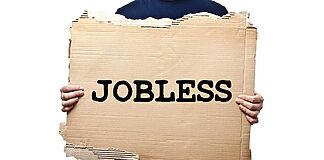 Man Holding Jobless Sign