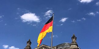 German flag waves in Berlin