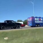 Trump Train Escorts 2020 Biden-Harris Campaign Bus