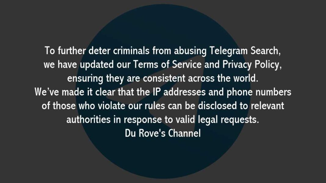 To Deter Criminals . . . Du Rove's Channel on Telegram