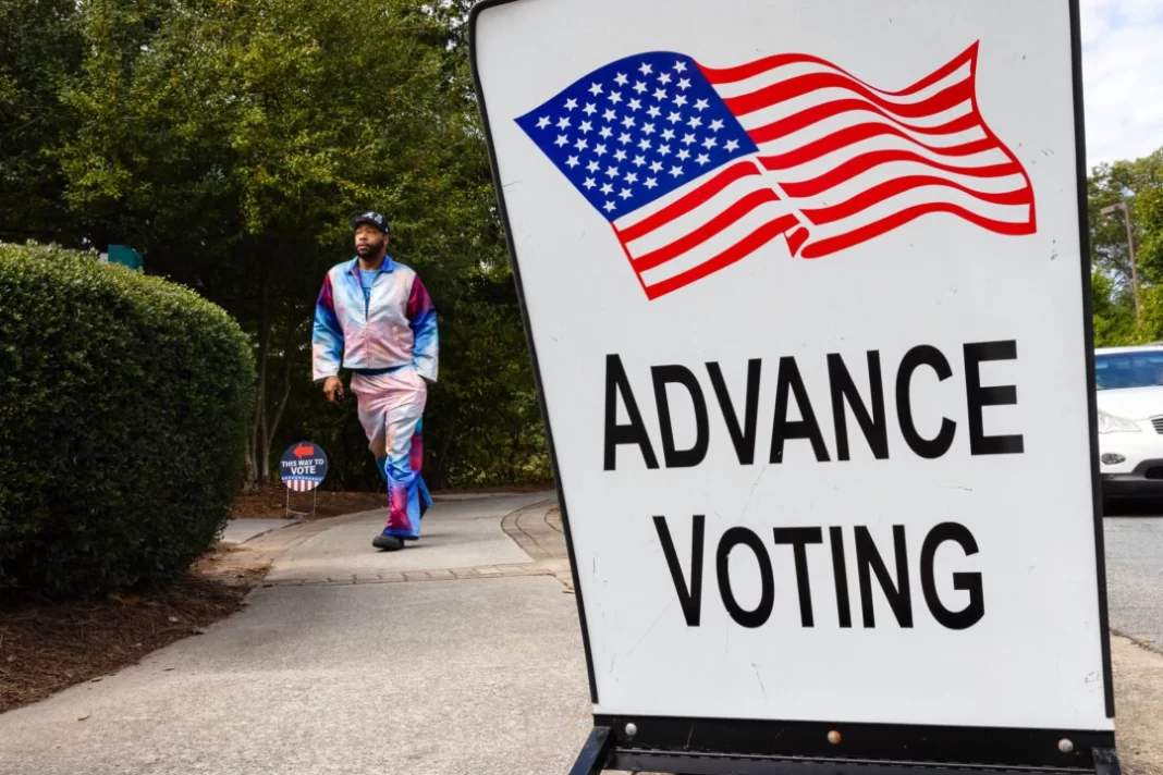 Voters take to the polls in Smyrna, GA., on Oct. 15, 2024.