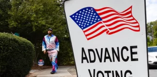 Voters take to the polls in Smyrna, GA., on Oct. 15, 2024.