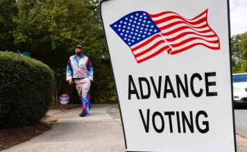 Voters take to the polls in Smyrna, GA., on Oct. 15, 2024.