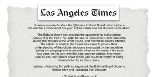 Dr. Pat Soon-Shiong, owner of the Los Angeles Times, discusses LA Times Editorial Board controversy on X