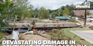 Drone video shows devastating damage in Asheville, NC from Hurricane Helene flooding