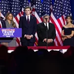 Trump Vance and families at campaign watch party after winning-2024 Presidential election