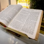 A bible sits in Surf City Church in Huntington Beach, CA