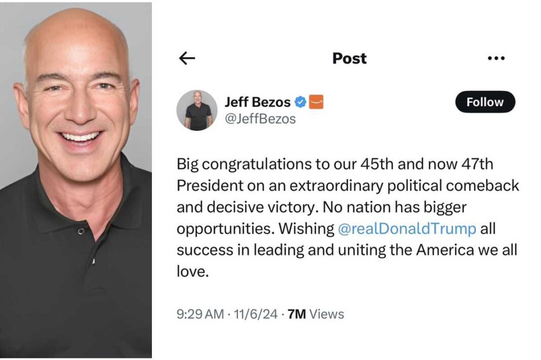 Jeff Bezos Congratulates President Donald Trump on X