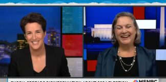 Rachel Maddow and Victoria Nuland during MSNBC interview on Oct 28 2024