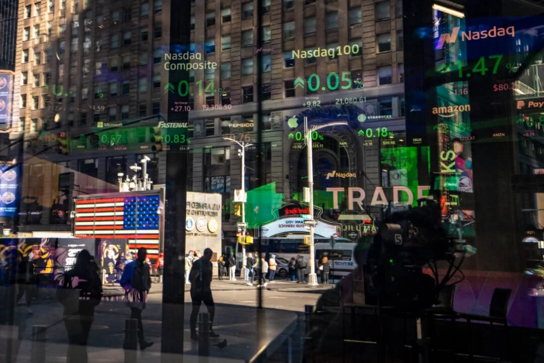 The Nasdaq MarketSite in Times Square in New York City, on March 2, 2024.