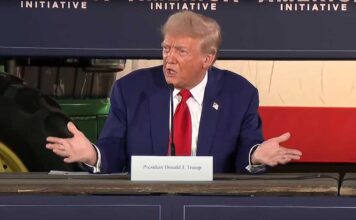 Republican presidential nominee former President Donald Trump speaks at a campaign event to address concerns about the threat of communist China to U.S. agriculture, at the Smith Family Farm in Smithton, Pa., on Sept. 23, 2024