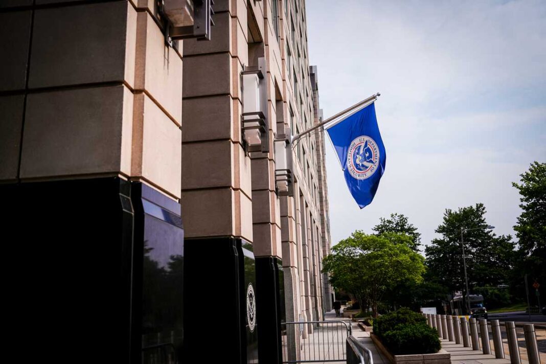 A Department of Homeland Security flag