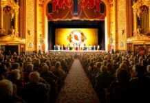 A curtain call of a Shen Yun show at the Providence Performing Arts Center in Providence