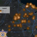 A map of drone sightings across Monmouth County.