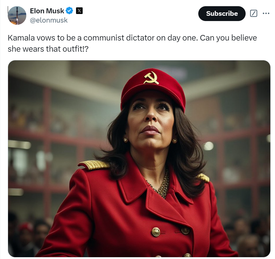 Elon Musk Post about Kamala Harris