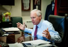 Sen. Ron Johnson speaks during an interview with The Epoch Times