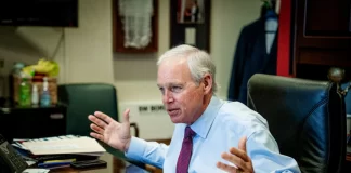 Sen. Ron Johnson speaks during an interview with The Epoch Times