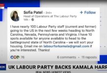 UK Labour Party Backs Kamala Harris