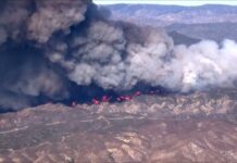 California fires: Aerial footage shows Hughes fire start