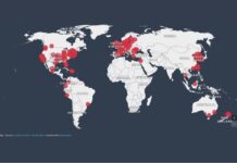 A map showing global incidents of the CCP's efforts to sabotage Shen Yun performances.