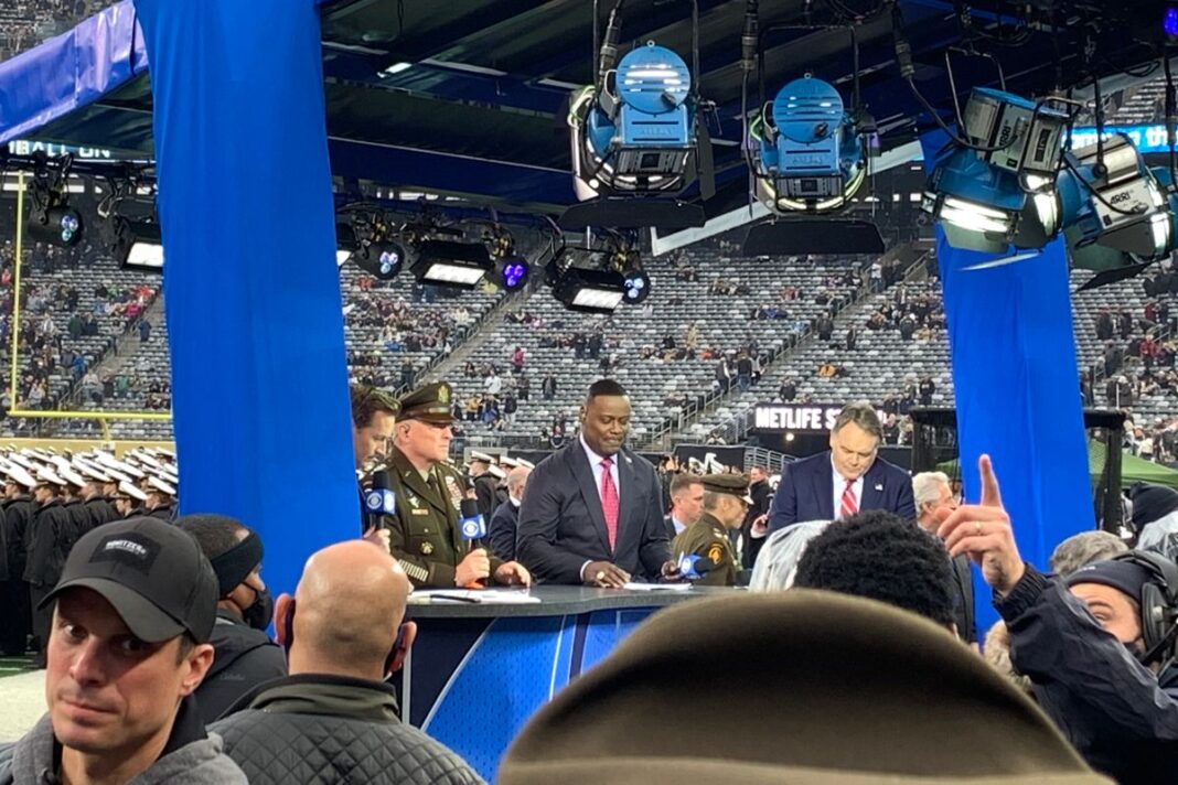 Gen. Mark Milley with CBS’ Sports pregame show crew 2021 Army Navy game at MetLife Stadium