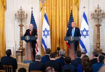 Netanyahu and Trump take questions from members of the press at the White House on Feb. 4, 2025