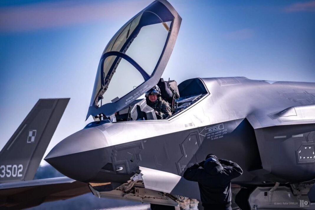 A Polish pilot prepares to fly an F-35 Lightning II fighter jet Jan 31, 2025