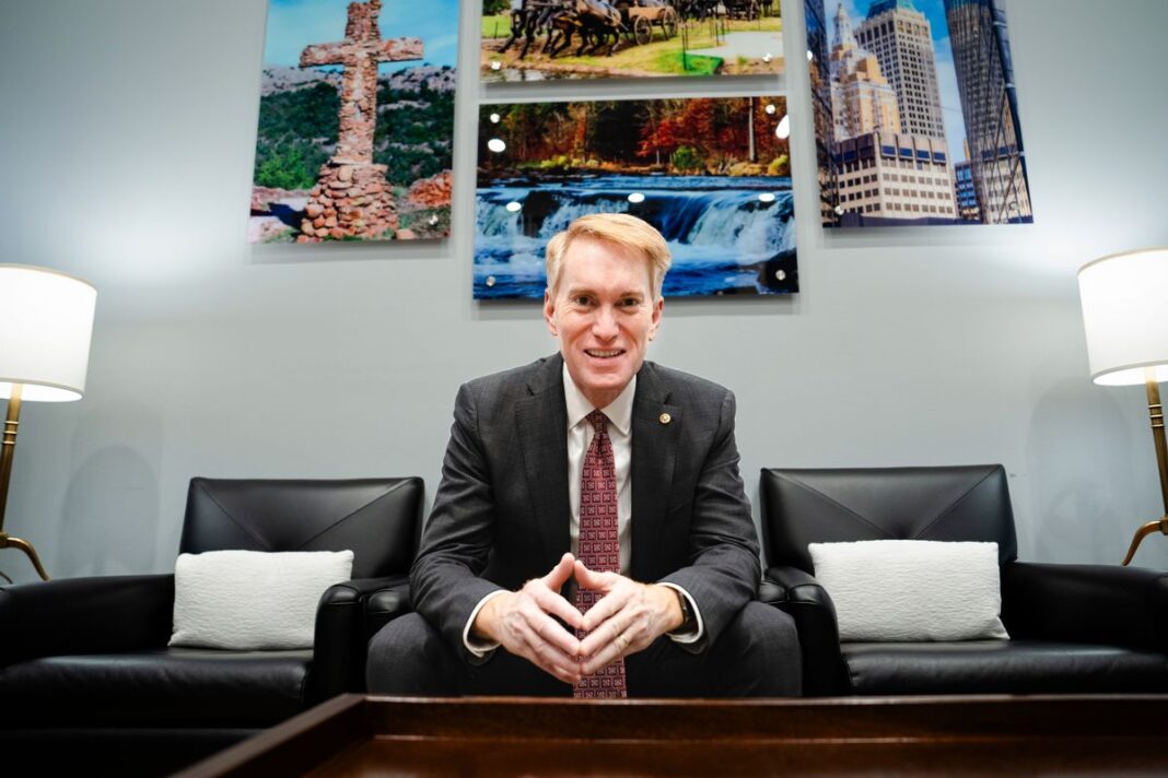 Sen. James Lankford in his office on Capitol Hill in Washington on Jan. 30, 2025