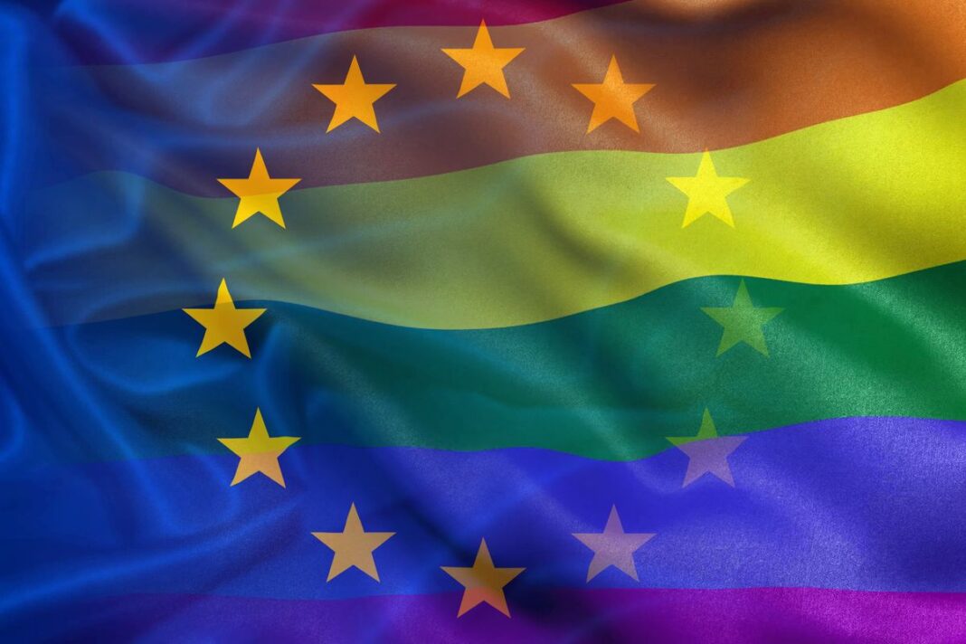 Europe Union and Pride Flags Montage